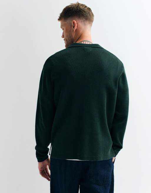 ASOS DESIGN Adaptive knitted long sleeve polo in green, 6 of 10