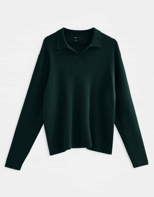ASOS DESIGN Adaptive knitted long sleeve polo in green, 7 of 10