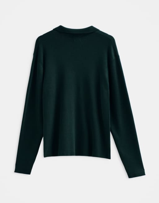 ASOS DESIGN Adaptive knitted long sleeve polo in green, 8 of 10