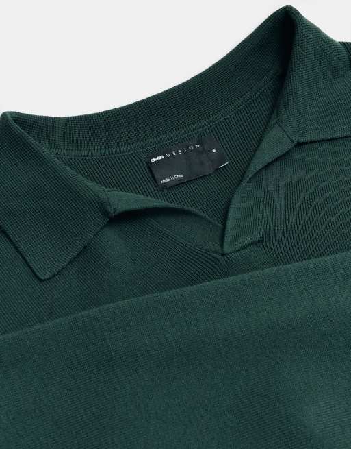 ASOS DESIGN Adaptive knitted long sleeve polo in green, 9 of 10