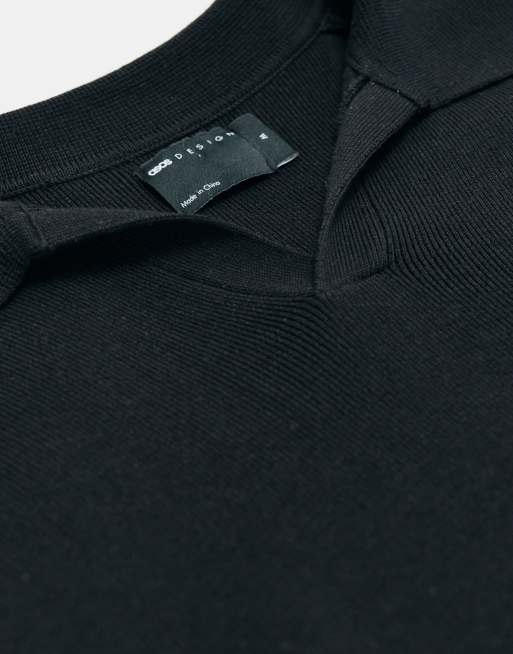 ASOS DESIGN adaptives Strick-Polo in Schwarz, 8 von 10