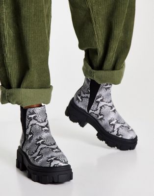ASOS DESIGN Addy chunky chelsea boots in snake | ASOS
