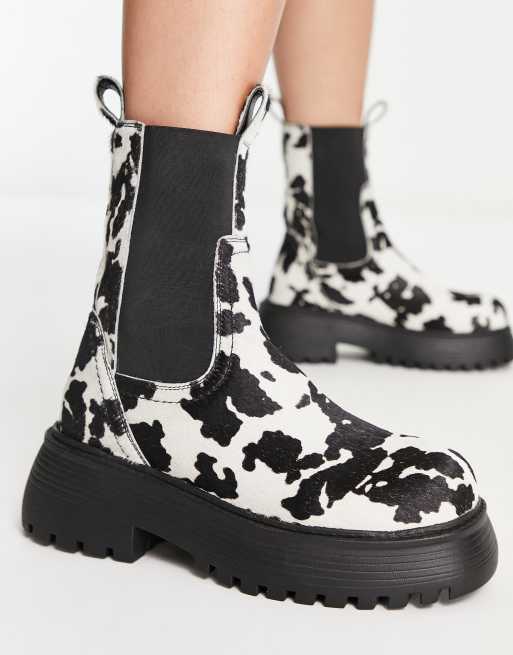 ASOS DESIGN Adelaide leather chelsea boots in cow pony