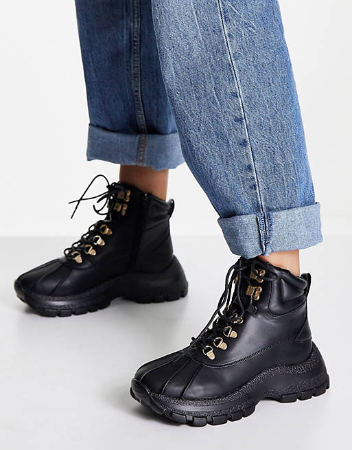 ASOS DESIGN Adjective sporty hiker boots in black | ASOS