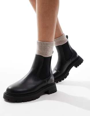 ASOS DESIGN - Adjust - Chelsea-Stiefel in Schwarz mit dicker Sohle