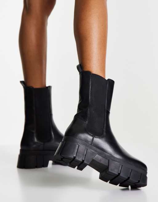 det tvivler jeg på afhængige Gladys ASOS DESIGN Adjust premium leather chunky chelsea boots in black | ASOS