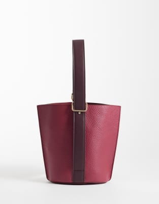 Asos Design Adjustable Belted Bucket Tote Bag In Red