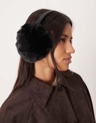 ASOS DESIGN ASOS DESIGN adjustable ear muffs in black faux fur