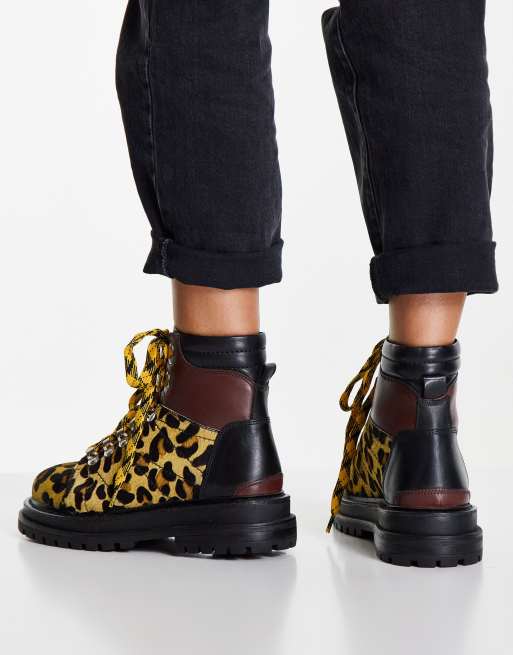 ASOS DESIGN - Adrift - Bottines de randonnée chunky à lacets - Fauve et léopard, 2 de 4