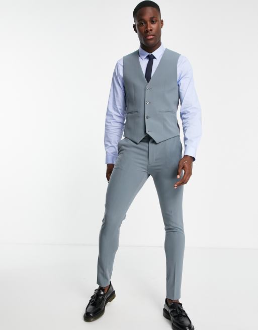 ASOS DESIGN - Afdæmpet blå super skinny vest, 4 af 4