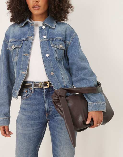 ASOS DESIGN - Afgeronde schoudertas met geknoopt detail in bruin, 3 van 4