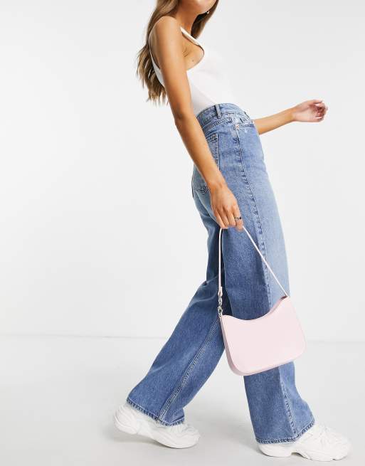 ASOS DESIGN - Afgeronde schoudertas met schakelkettinkje als handvat in roze, 3 van 4