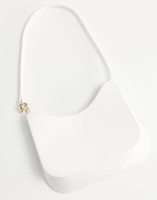 ASOS DESIGN - Afgeronde schoudertas met schakelkettinkje in handvat in wit, 2 van 4