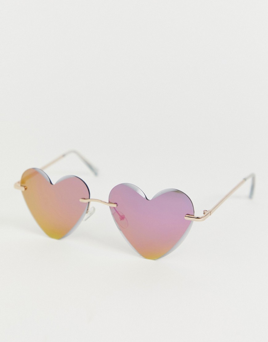ASOS DESIGN - Afgeschuinde hartvormige zonnebril-Roze