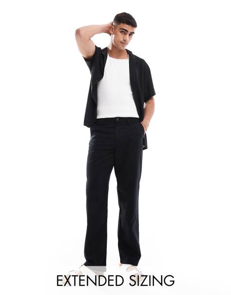 ASOS DESIGN - Afslappede chinos i sort hør - view 1