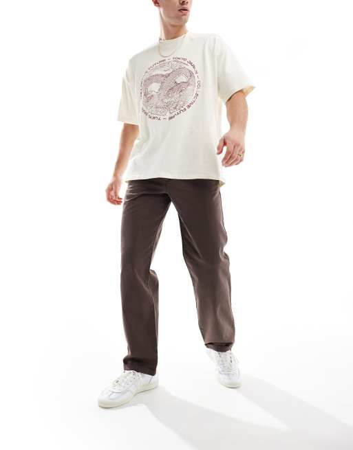ASOS DESIGN - Afslappede chinos i vasket brun