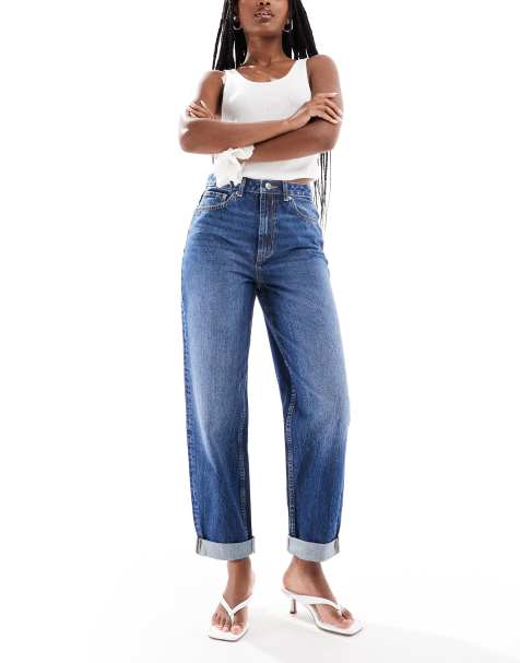 ASOS DESIGN - Afslappede mom-jeans med høj talje i mørkeblå vask - view 1