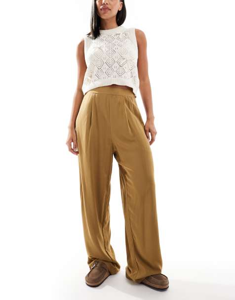 ASOS DESIGN - Afslappede pull-on-bukser i gyldenbrun - view 1