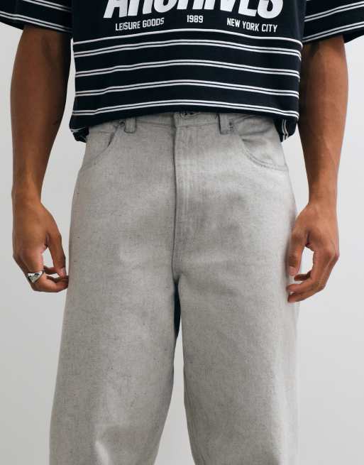 ASOS DESIGN afslappede tapered jeans i gråmeleret, 4 af 5
