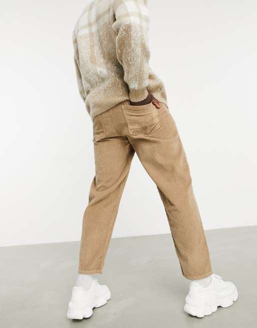 ASOS DESIGN - Afslappede tapered jeans i lysebrun jernbanefløjl, 2 af 4