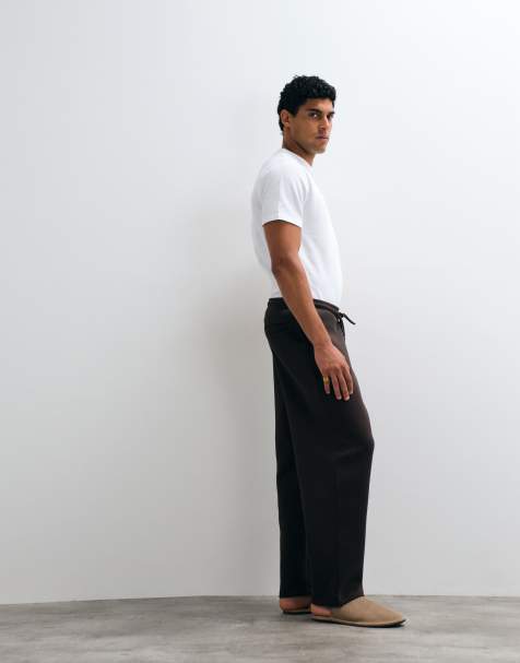 ASOS DESIGN afslappede tapered joggingbukser med sølvfarvet hardware-detalje i torte - view 1