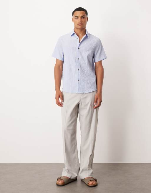 ASOS DESIGN - Afslappet blå skjorte i bæk-og-bølge-stof, 2 af 5