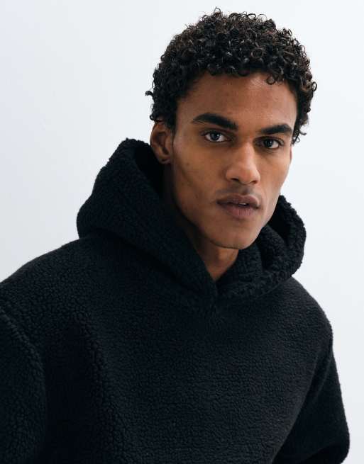 ASOS DESIGN afslappet borg-hættetrøje i sort, 3 af 5