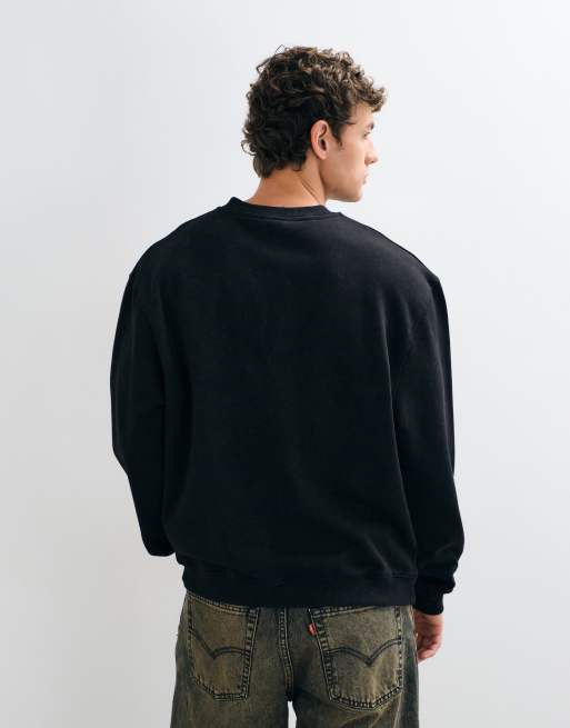 ASOS DESIGN afslappet boxy bomber-henley med syrevask og pigmentprint i sort, 5 af 5