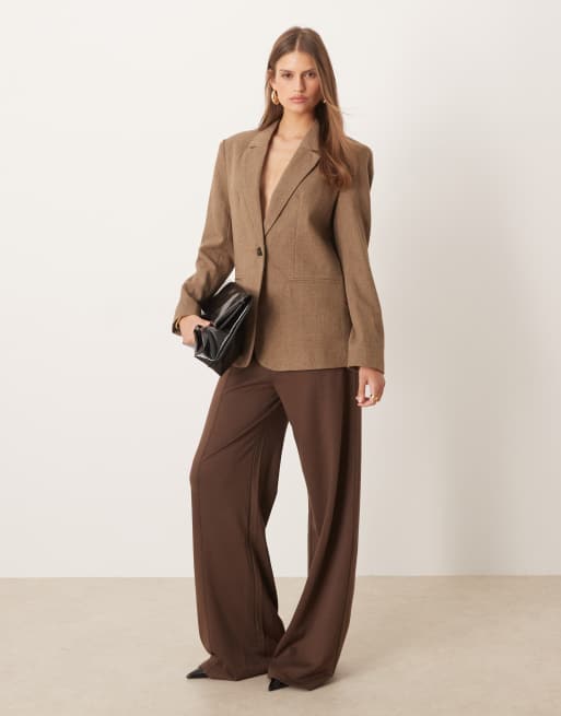 ASOS DESIGN - Afslappet brun blazer med tekstur og sildebensmønster, 3 af 4