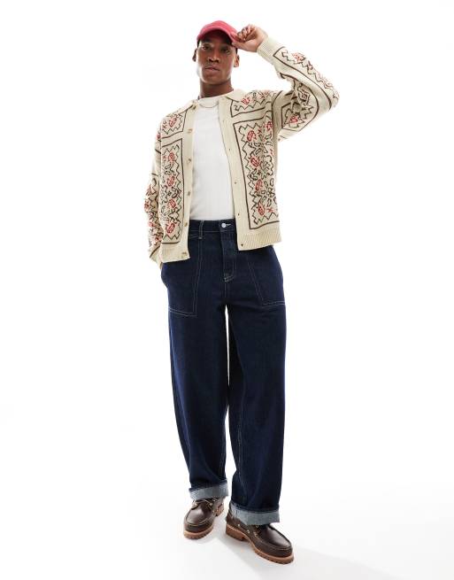 ASOS DESIGN - Afslappet cardigan i strik med krave og knapper samt aztekermønster, 2 af 4