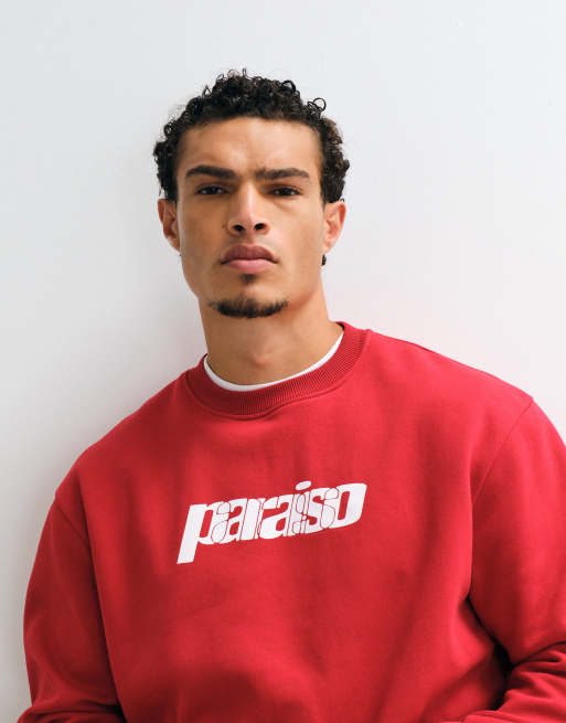 ASOS DESIGN afslappet crew med print i rød, 2 af 5