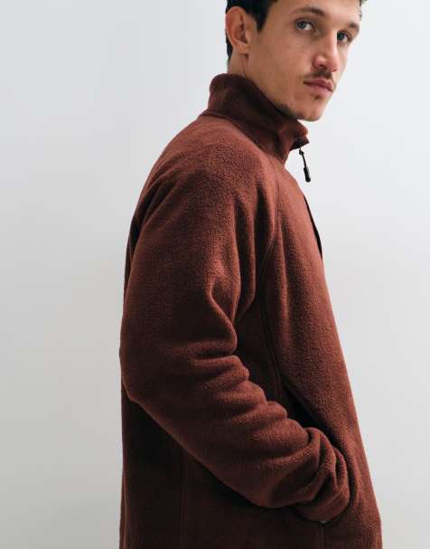 ASOS DESIGN afslappet fleece med kvart lynlås i brun - view 1