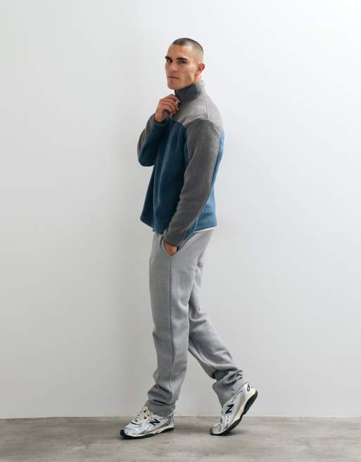 ASOS DESIGN afslappet fleece med kvartlynlås og indsatte paneler i blå, 3 af 5