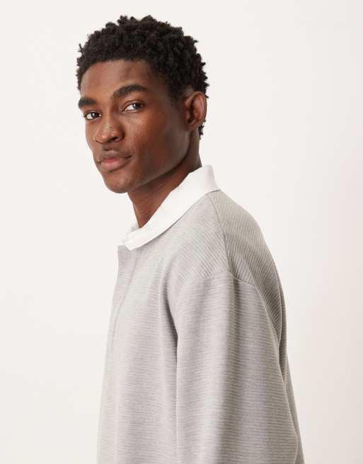 ASOS DESIGN - Afslappet gråmeleret ribstrikket polo med vævet mærke, 4 af 5