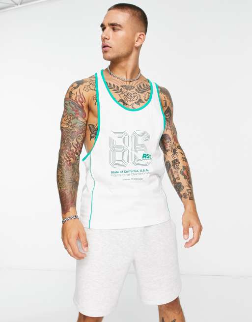 ASOS DESIGN - Afslappet hvid vest med sportsprint foran, 4 af 4