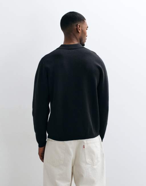 ASOS DESIGN afslappet kompakt strikket top med hakrevers i sort, 5 af 5
