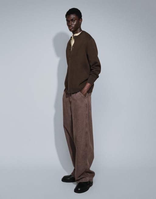 ASOS DESIGN afslappet kompaktstrikket cardigan i brun, 2 af 7