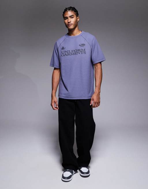 ASOS DESIGN - Afslappet kraftig T-shirt med raglanærmer, vaffeltekstur og tekstgrafik, 2 af 5