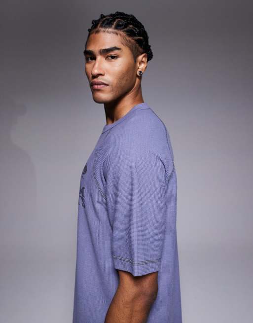 ASOS DESIGN - Afslappet kraftig T-shirt med raglanærmer, vaffeltekstur og tekstgrafik, 4 af 5
