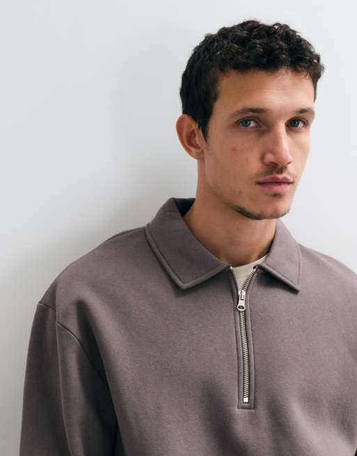 ASOS DESIGN afslappet langærmet polo i koksgrå, 4 af 5