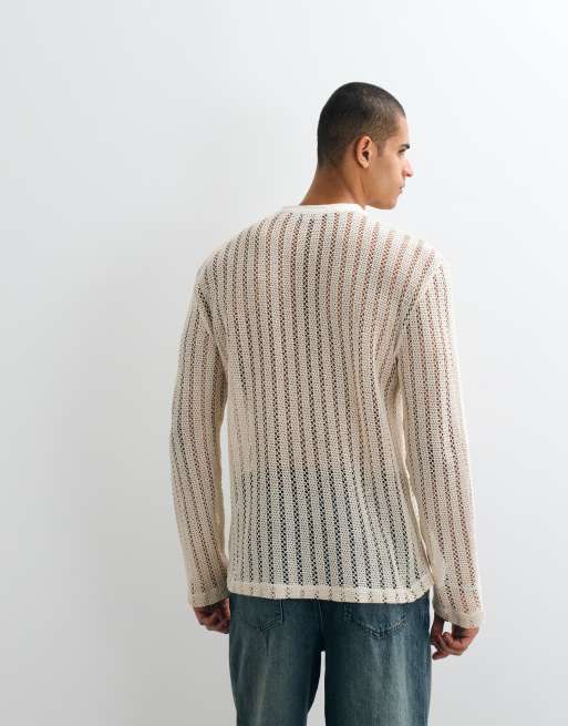 ASOS DESIGN afslappet langærmet T-shirt i beige tekstureret stof, 5 af 5