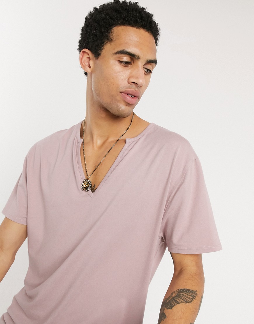 ASOS DESIGN - Afslappet longline t-shirt i støvet pink
