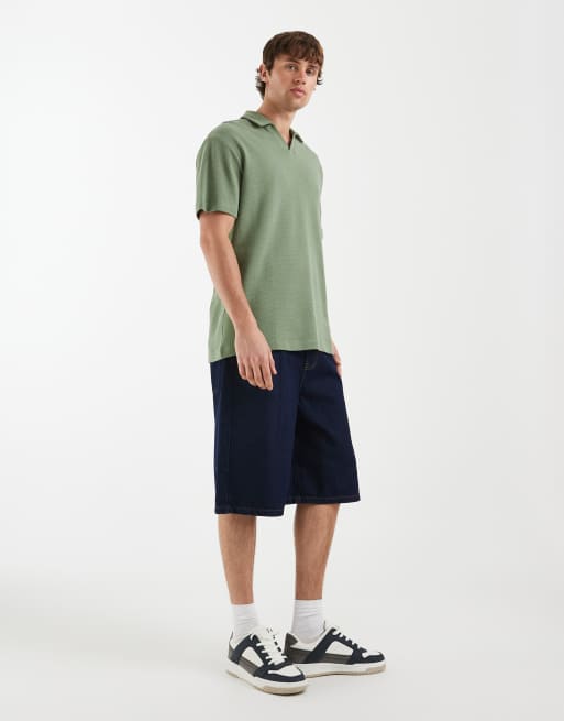 ASOS DESIGN - Afslappet lysegrøn poloskjorte med reverskrave og vaffeltekstur, 2 af 5