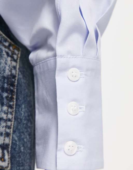 ASOS DESIGN - Afslappet og blå dad-skjorte med længere kant bagpå, 3 af 4