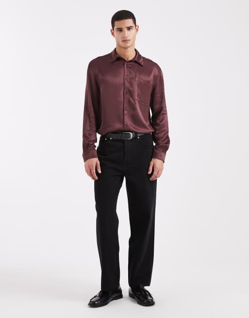 ASOS DESIGN - Afslappet og brun skjorte i satin, 2 af 5