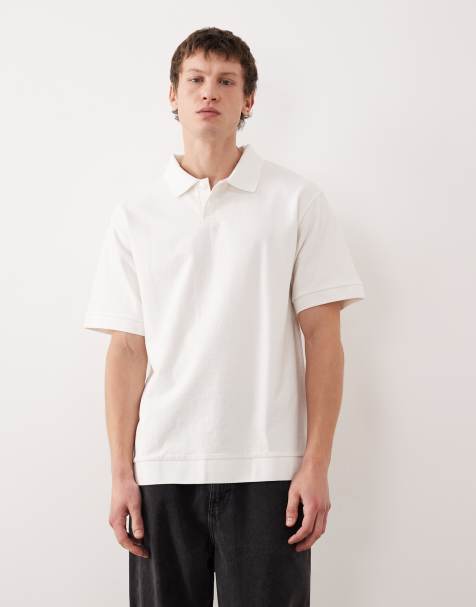 ASOS DESIGN - Afslappet og cremehvid poloskjorte i bouclé med tætsiddende ærmekanter - view 1