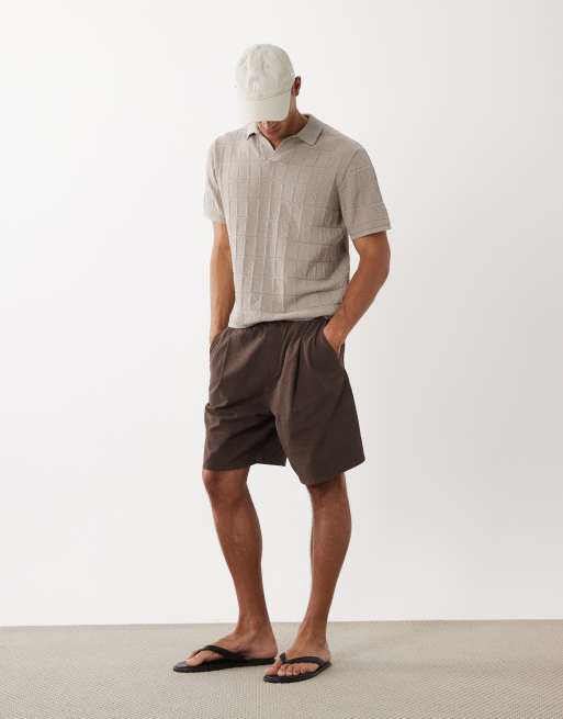 ASOS DESIGN - Afslappet og strikket lysegrøn poloskjorte med tern og halshak, 2 af 5