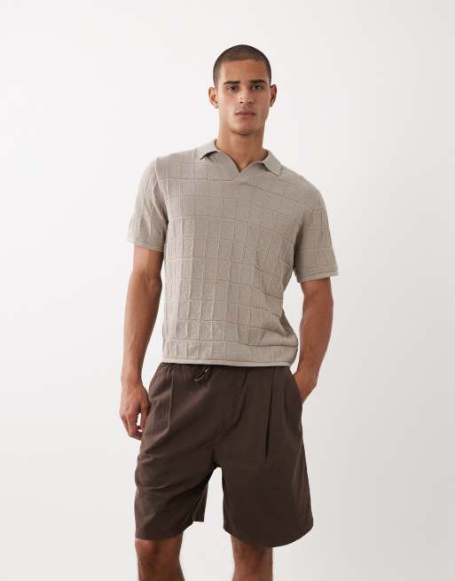 ASOS DESIGN - Afslappet og strikket lysegrøn poloskjorte med tern og halshak, 4 af 5