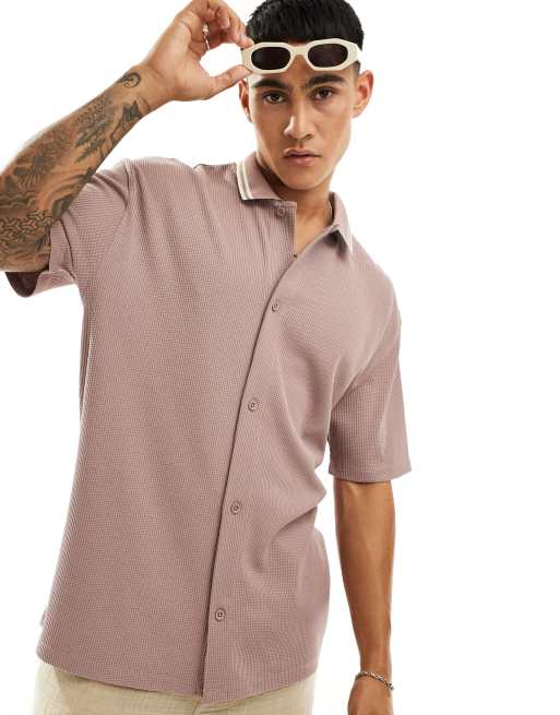 ASOS DESIGN - Afslappet poloskjorte med knapper i lyserød