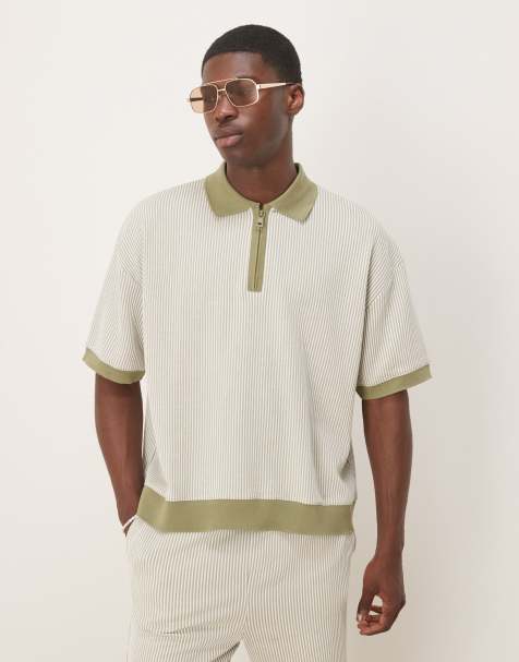 ASOS DESIGN - Afslappet poloskjorte med teksturerede striber - view 1